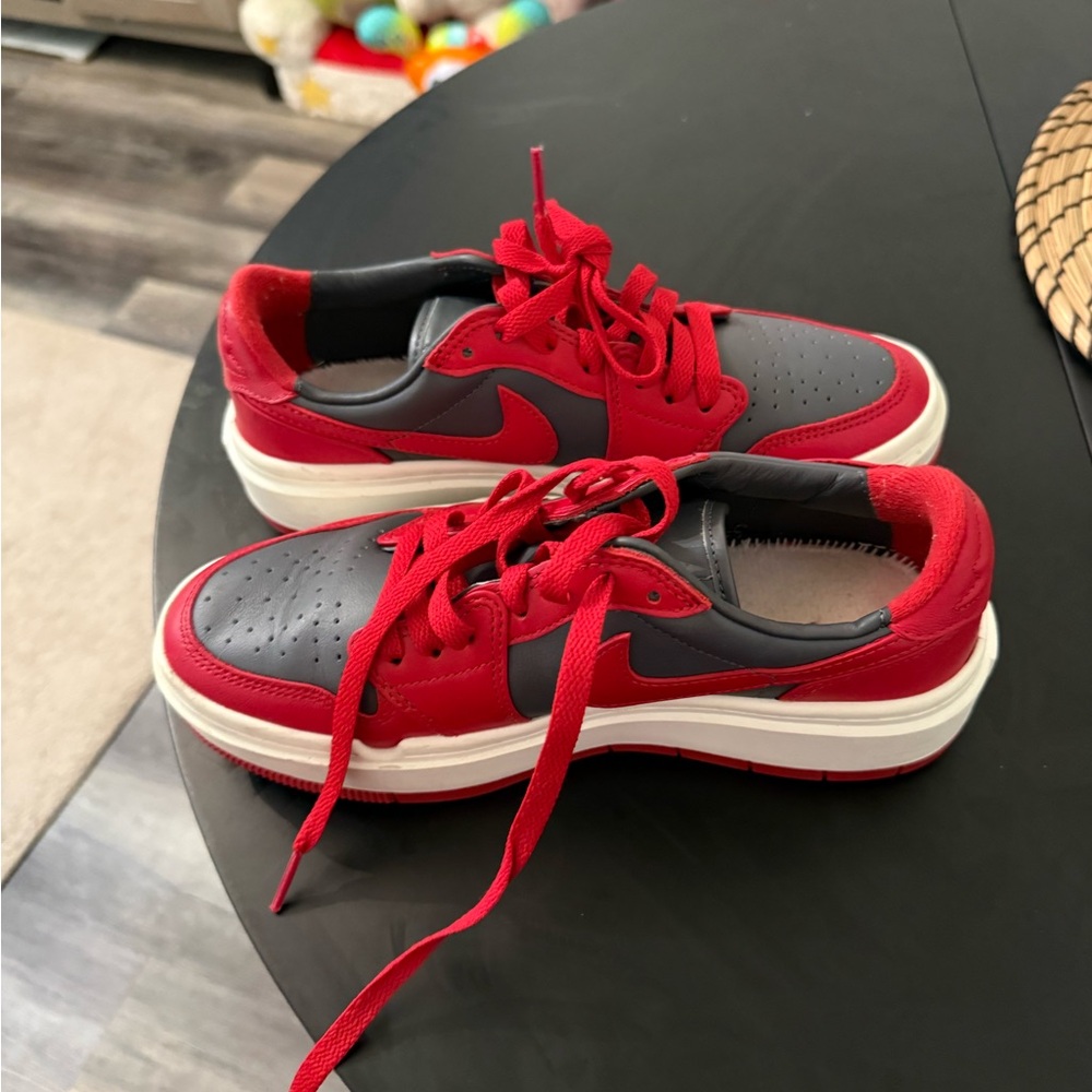 Nike Red and Gray Low-Top Platform Sneakers